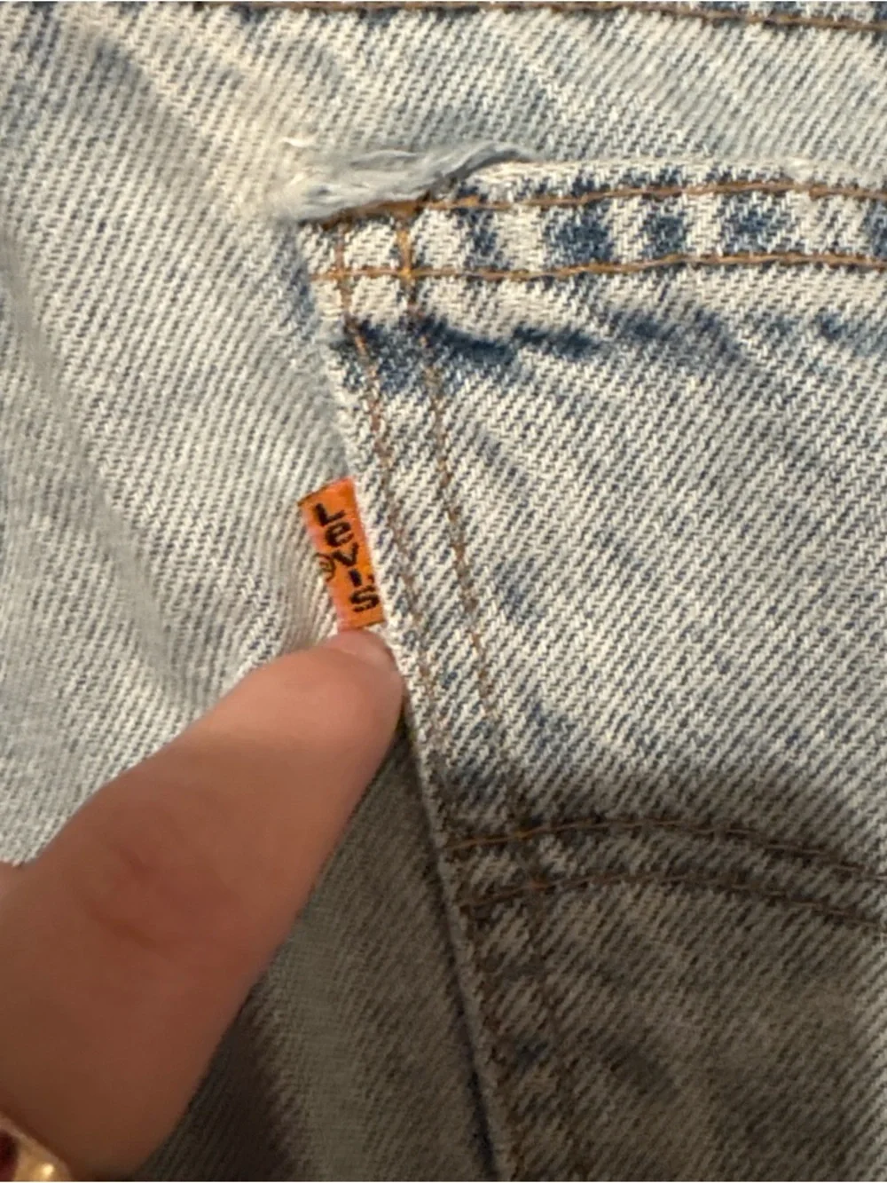 Vtg Levi’s Orange Tab Jorts Made USA Blank Brown Leather Patch 36” Factory 515